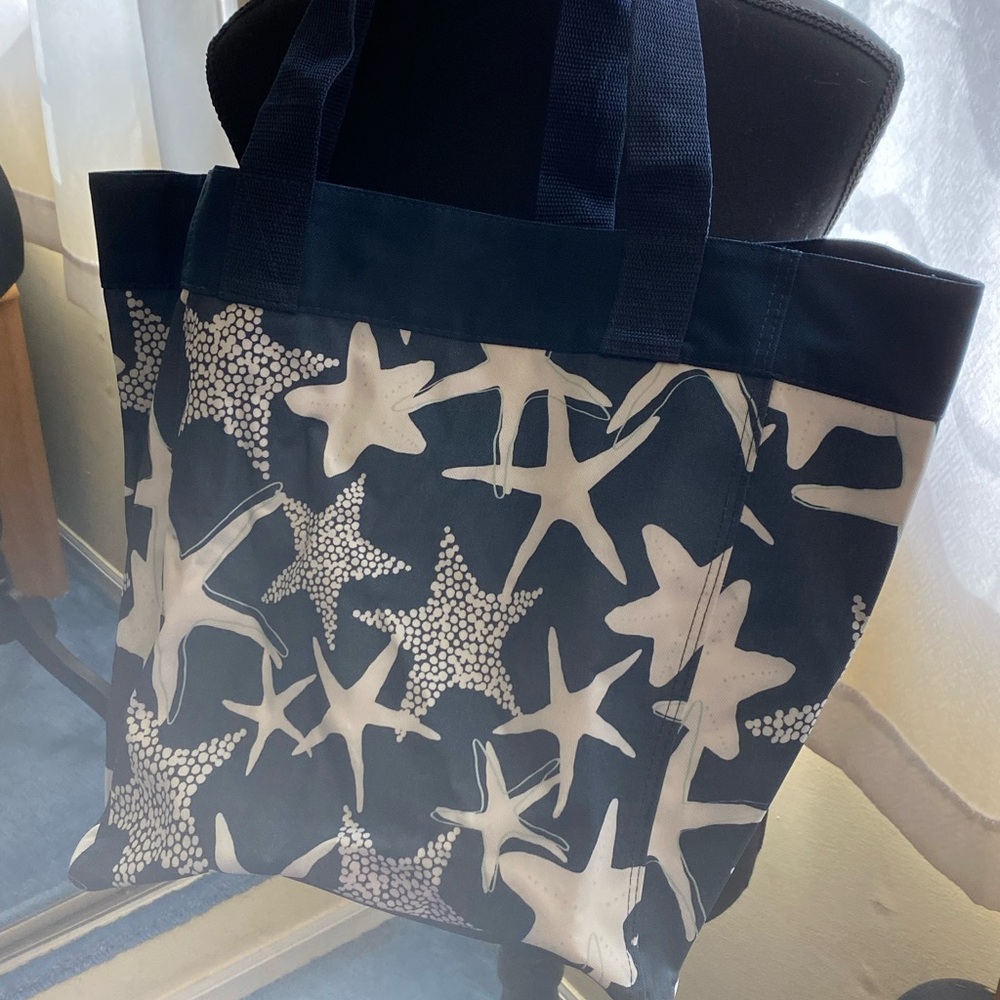 Thirty-One Blue and White Starfish Canvas Tote